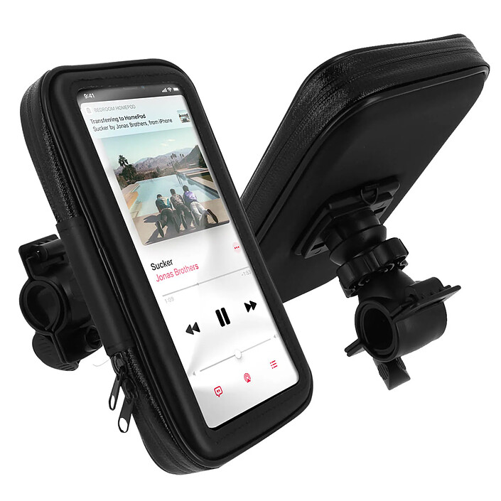 Avizar Support Vélo et Moto Smartphone Fixation guidon Housse étanche zippée Noir