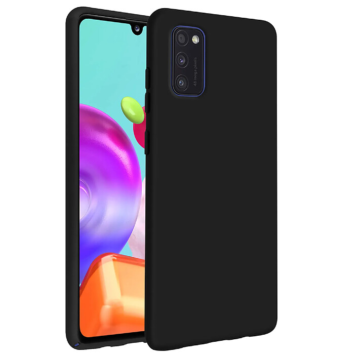 Avizar Coque Soft-Touch pour Galaxy A41 en Silicone Semi-rigide Antidérapant Noir