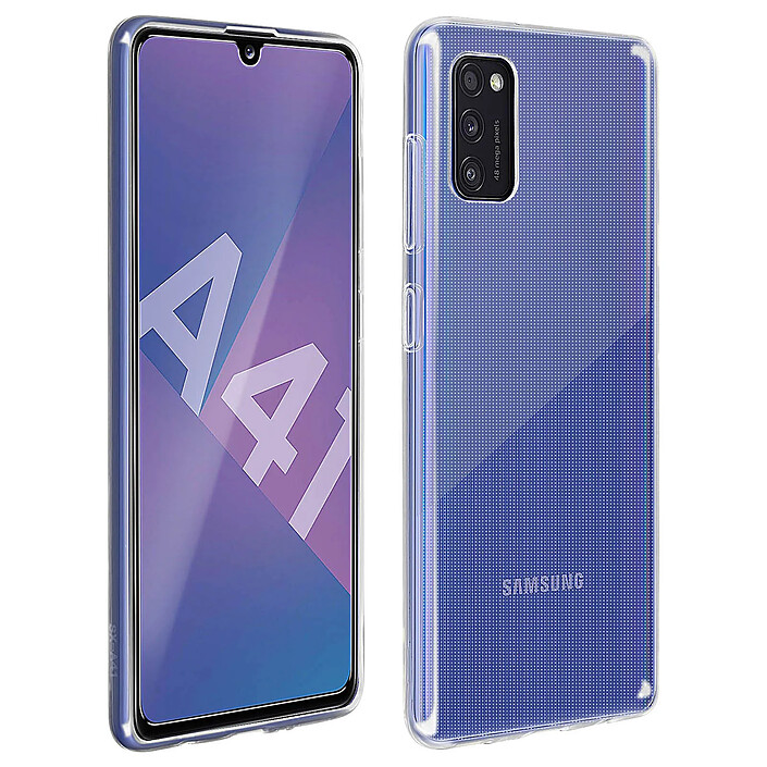 Avizar Coque Samsung Galaxy A41 Silicone Souple et Film Verre Trempé 9H transparent