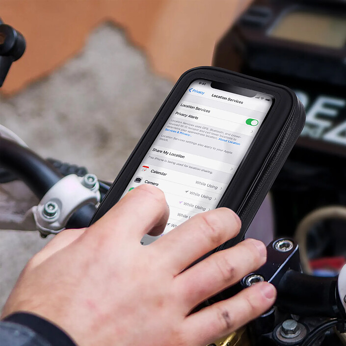 Avizar Support Vélo et Moto Smartphone Fixation guidon Housse étanche zippée Noir pas cher
