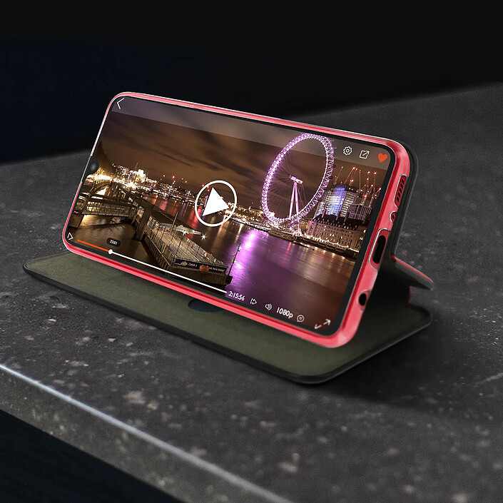 Acheter Avizar Étui pour Samsung A41 Simili-Cuir Texturé Clapet Porte-carte Support Vidéo rouge