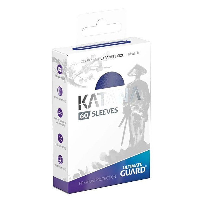 Ultimate Guard - 60 pochettes Katana Sleeves format japonais Bleu pas cher