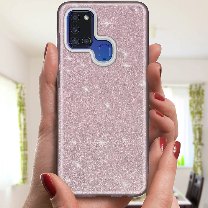Acheter Avizar Coque pour Samsung Galaxy A21s Paillette Amovible Silicone Semi-rigide rose
