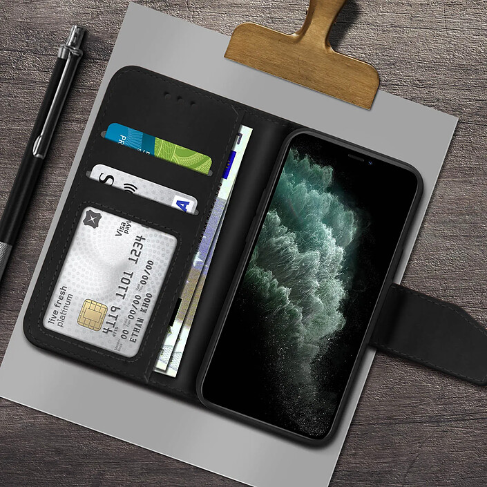 Avizar Étui Portefeuille pour iPhone 11 Pro en Cuir Premium avec Fonction Stand Noir pas cher