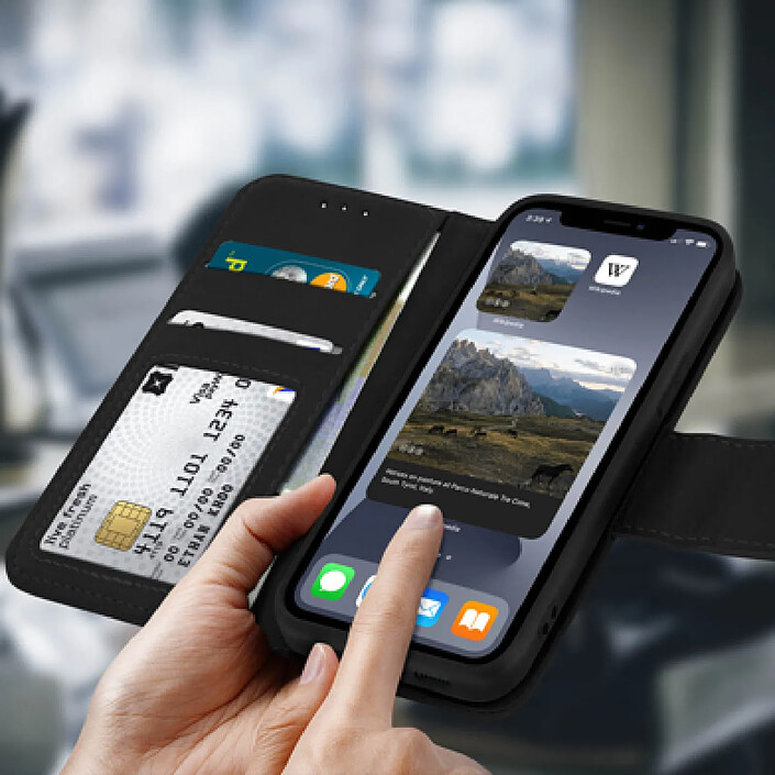 Avis Avizar Étui Portefeuille pour iPhone 11 Pro en Cuir Premium avec Fonction Stand Noir