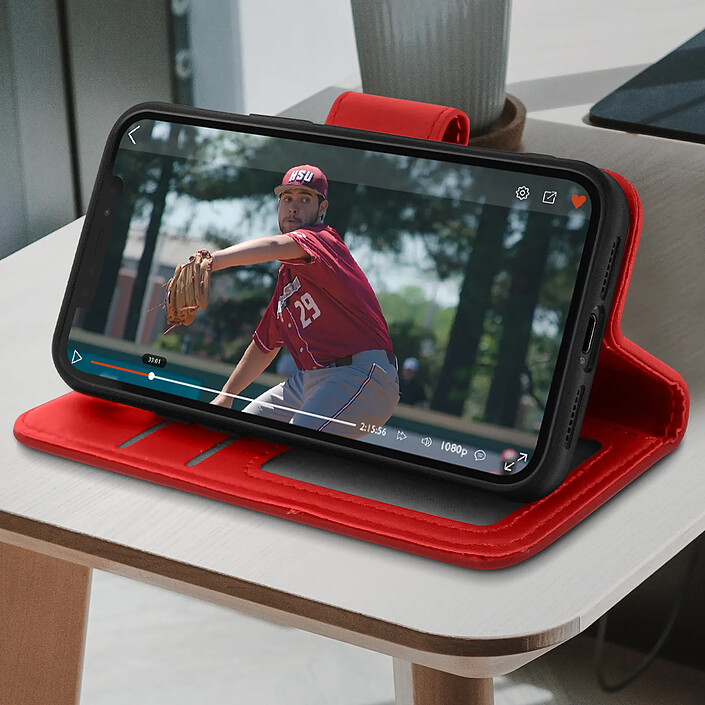 Acheter Avizar Étui Portefeuille pour iPhone XR en Cuir Premium avec Fonction Stand Rouge