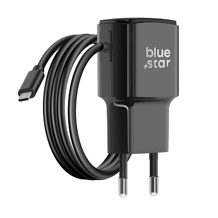 Blue Star Chargeur Secteur Rapide 2A avec Câble Intégré micro-USB 1.2m Noir