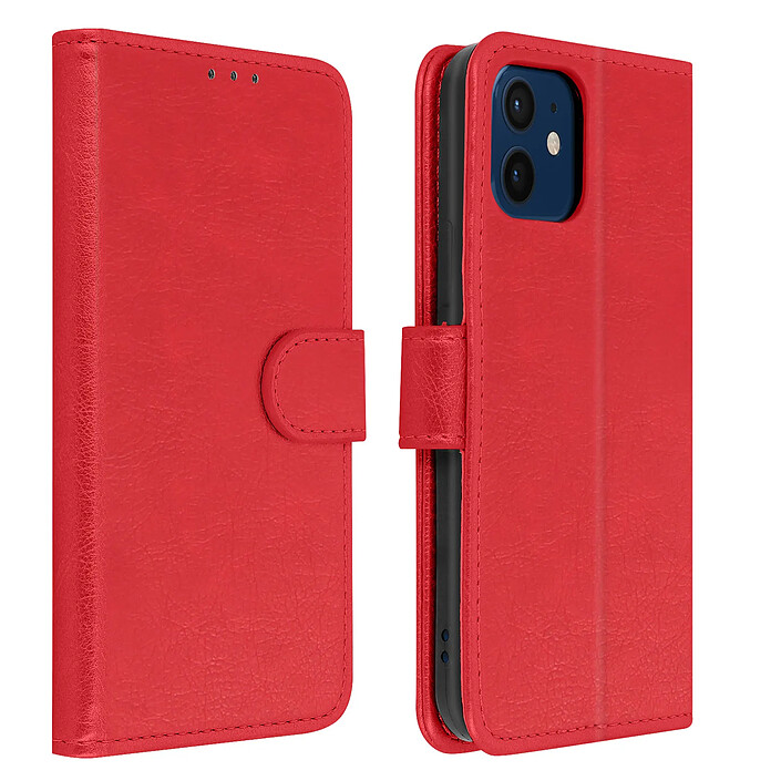 Avizar Étui Apple iPhone 12 / 12 Pro Protection avec Porte-carte Fonction Support rouge