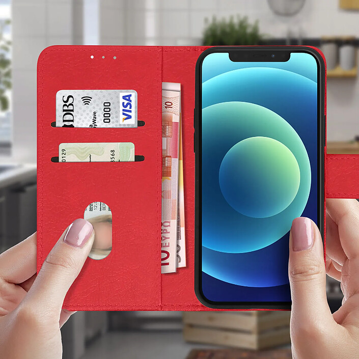 Avis Avizar Étui Apple iPhone 12 / 12 Pro Protection avec Porte-carte Fonction Support rouge