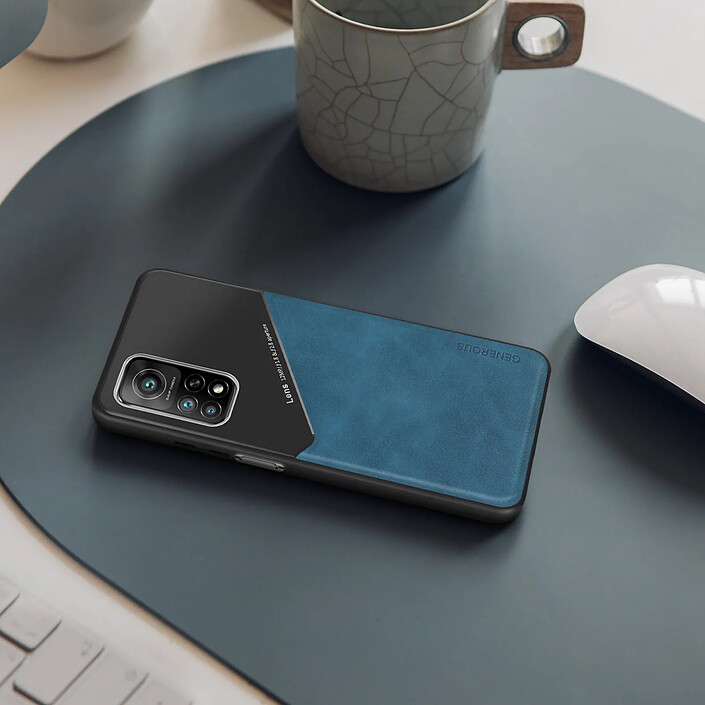 Avizar Coque pour Xiaomi Mi 10T/10T Pro aspect Cuir Compatible Support Magnétique Bleu pas cher