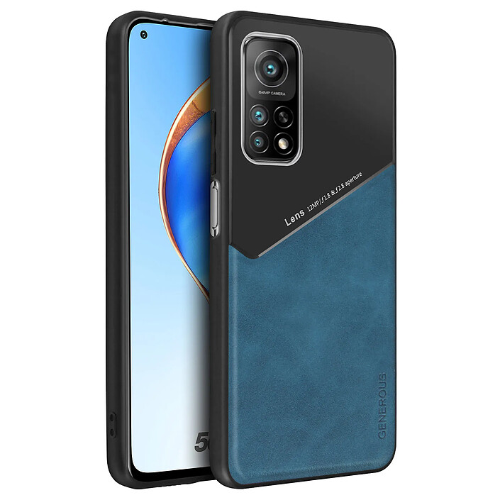 Avizar Coque pour Xiaomi Mi 10T/10T Pro aspect Cuir Compatible Support Magnétique Bleu