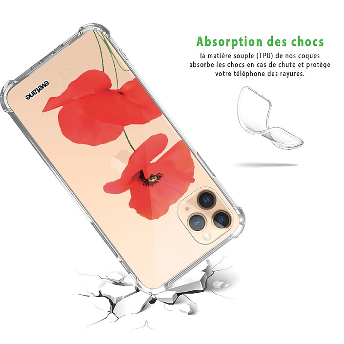 Avis Evetane Coque iPhone 11 Pro anti-choc souple angles renforcés transparente Motif Coquelicot