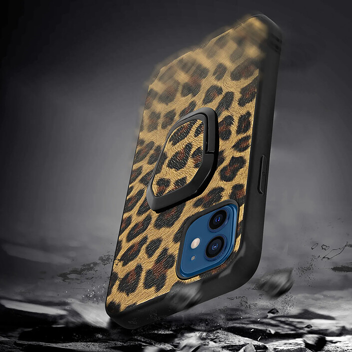 Avis Avizar Coque pour iPhone 12 Mini Imprimé léopard Fonction support Sur-mesure Marron