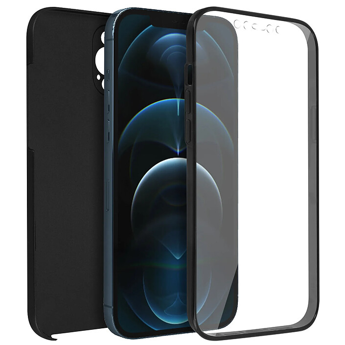 Avizar Coque pour iPhone 12 Pro Max Protection Arrière Rigide et Avant Souple Noir
