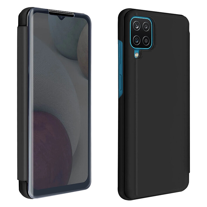 Avizar Housse pour Samsung Galaxy A12 Clapet translucide Design Miroir Support Vidéo