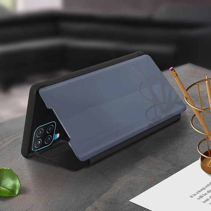 Avis Avizar Housse pour Samsung Galaxy A12 Clapet translucide Design Miroir Support Vidéo