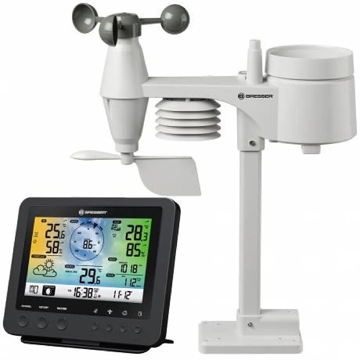Bresser Station Météo Wifi Noire Avec Capteur 5 En 1 Et écran En Couleur BRE_7002580