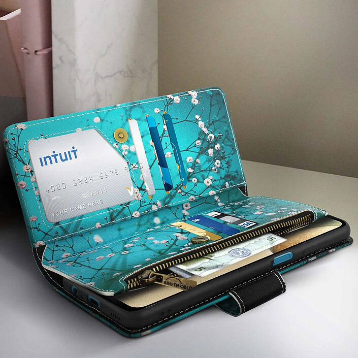 Acheter Avizar Étui pour Samsung Galaxy A12 Clapet Multicompartiments Support Vidéo Petites Fleurs