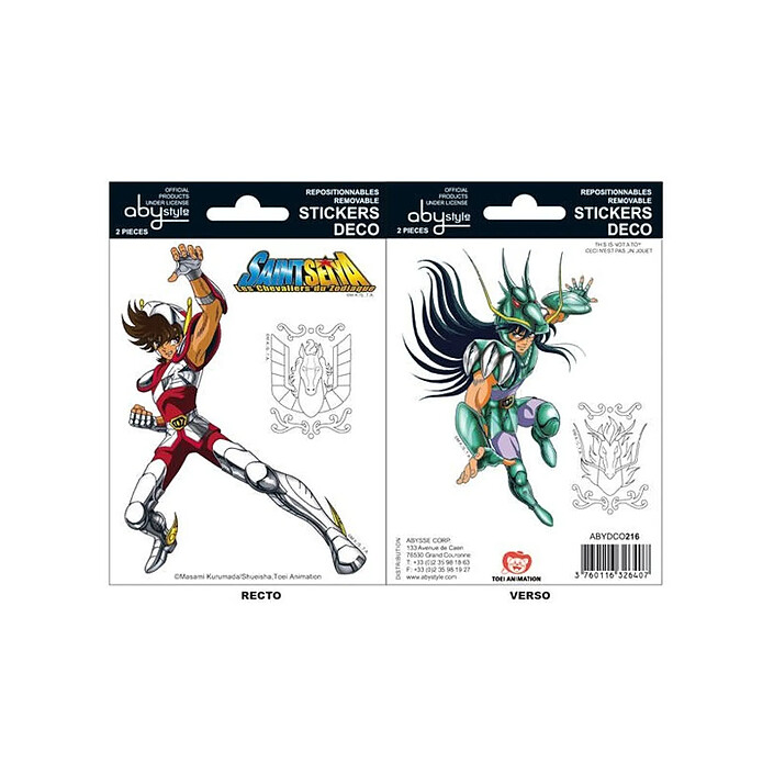 SAINT SEIYA - Stickers - 16x11cm/ 2 planches - Pégase/Shiryu