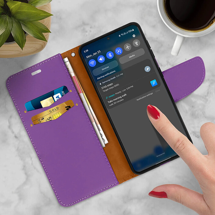 Acheter Avizar Housse pour Samsung Galaxy S21 Folio Portefeuille Support Vidéo Dragonne Violet