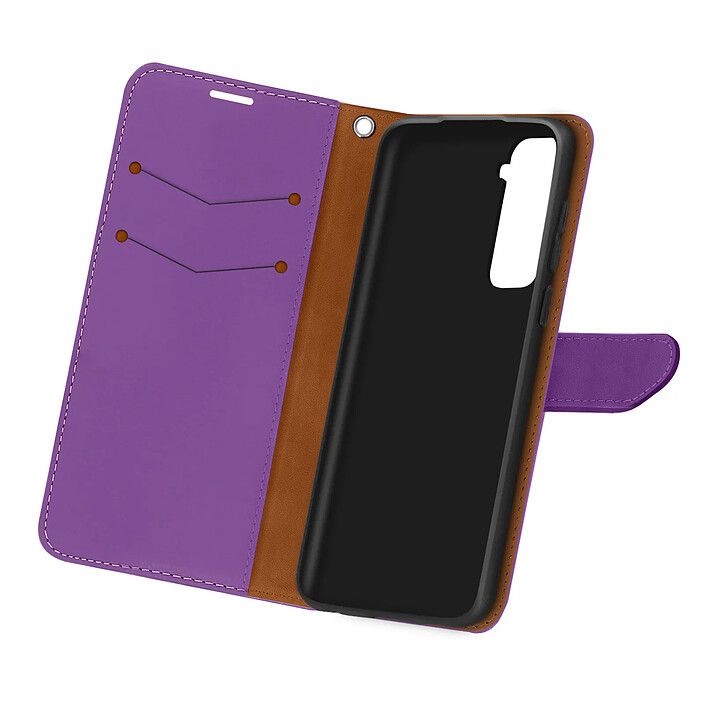 Avizar Housse pour Samsung Galaxy S21 Folio Portefeuille Support Vidéo Dragonne Violet