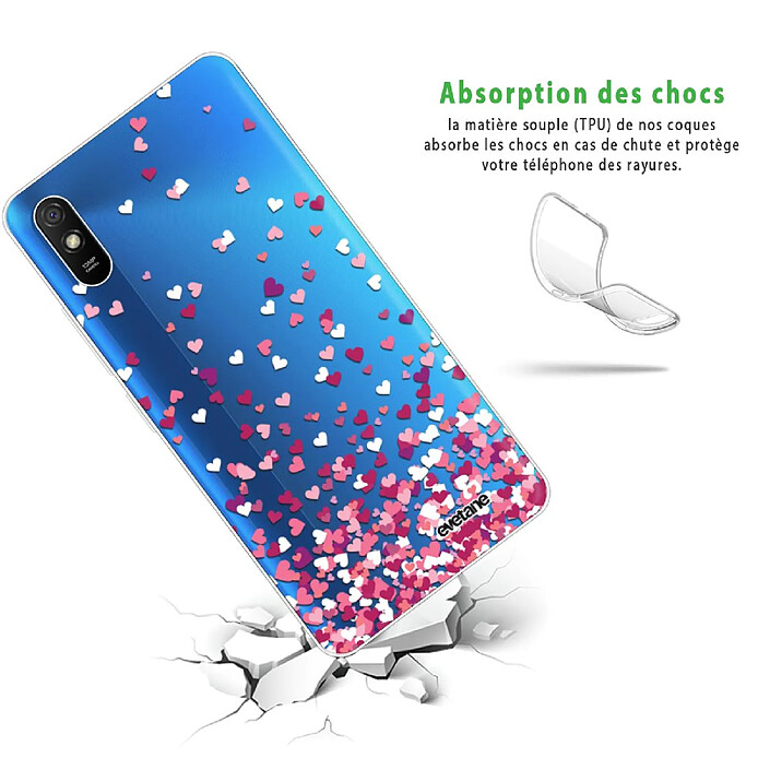 Avis Evetane Coque Xiaomi Redmi 9A 360 intégrale transparente Motif Confettis De Coeur Tendance .
