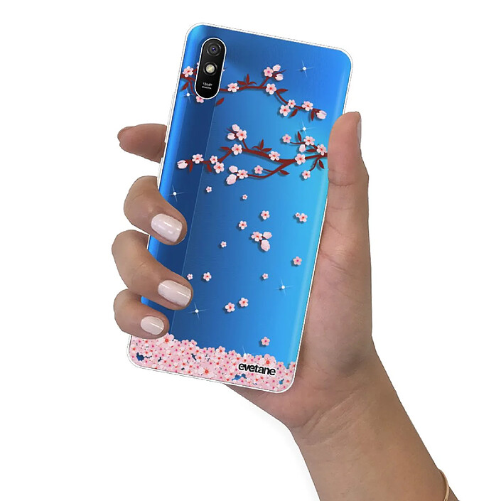 Evetane Coque Xiaomi Redmi 9A 360 intégrale transparente Motif Chute De Fleurs Tendance . pas cher