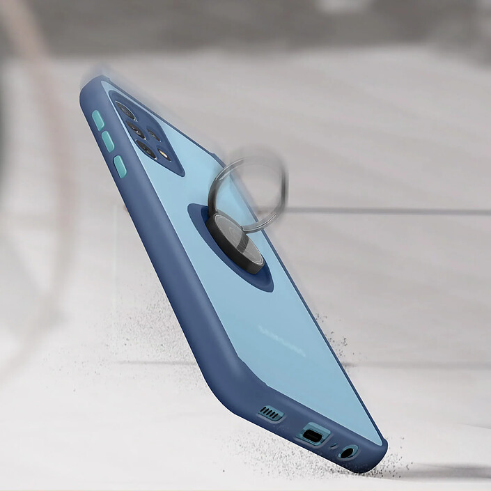 Avizar Coque Galaxy A52 et A52s Bi-matière Bague Métallique Fonction Support bleu pas cher