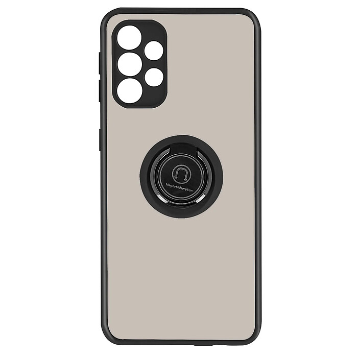 Avizar Coque pour Samsung Galaxy A52 et A52s Bi-matière Bague Métallique Fonction Support Noir