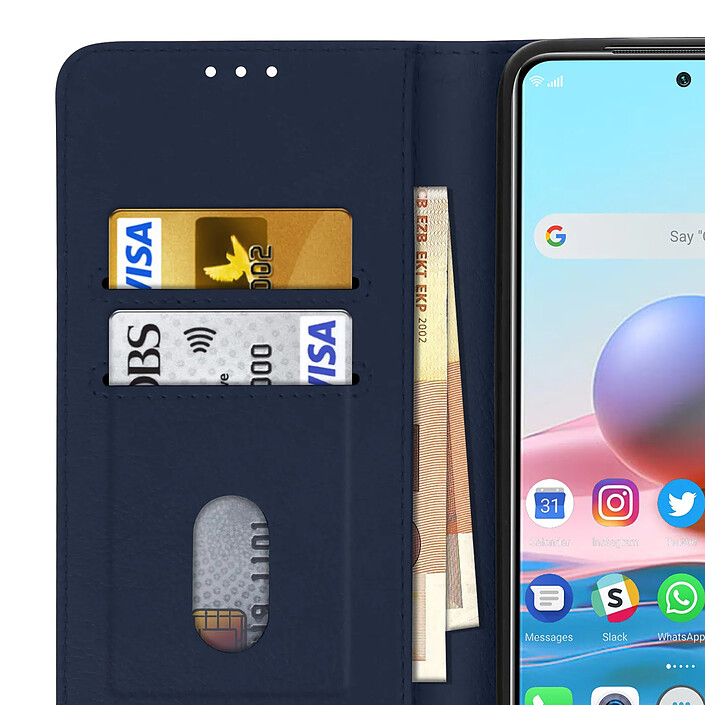 Avizar Étui Redmi Note 10 / 10s Protection Porte-carte Fonction Support bleu pas cher