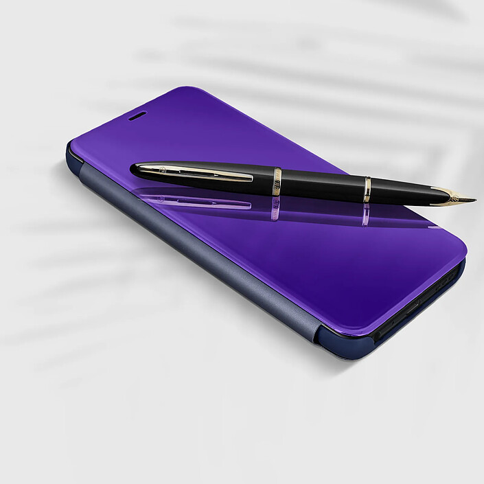 Avis Housse pour Oppo Find X3 Lite Clapet translucide Miroir Support Vidéo Violet