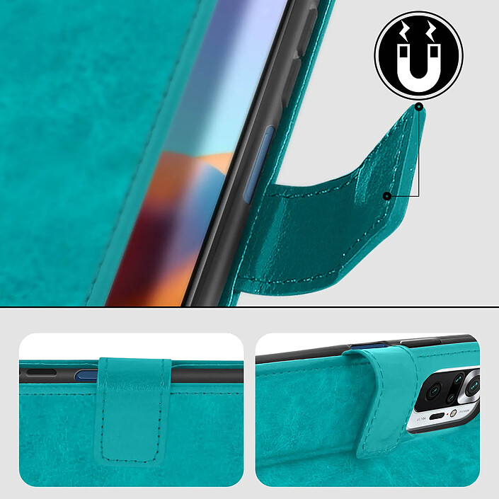 Avizar Étui pour Xiaomi Redmi Note 10 Pro Vintage Porte-carte Fonction Support Bleu pas cher