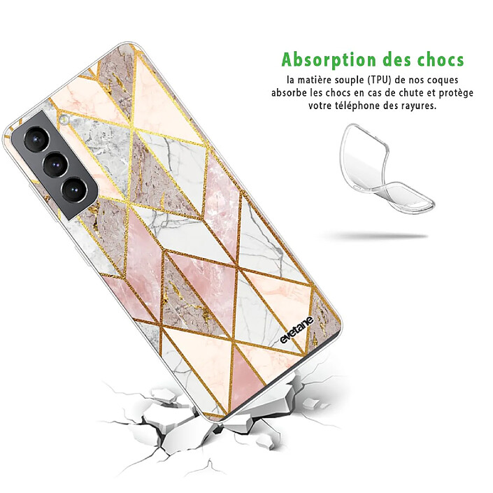 Avis Evetane Coque Samsung Galaxy S21 5G 360 intégrale transparente Motif Marbre Rose Losange Tendance .