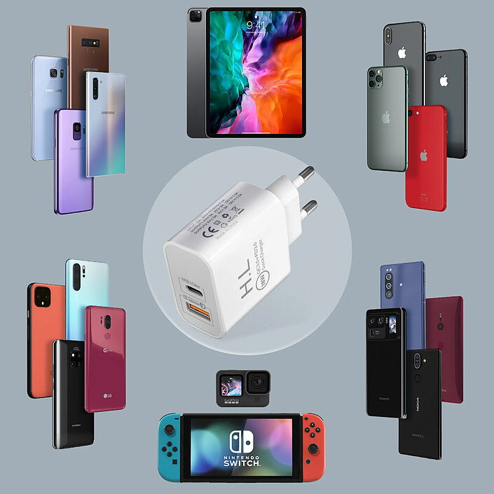 Acheter Chargeur Secteur USB / USB-C 18W Power Delivery Q.C 3.0 Câble Lightning Blanc