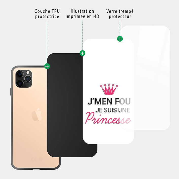 Acheter Evetane Coque en verre trempé iPhone 11 Pro Je suis une princesse .
