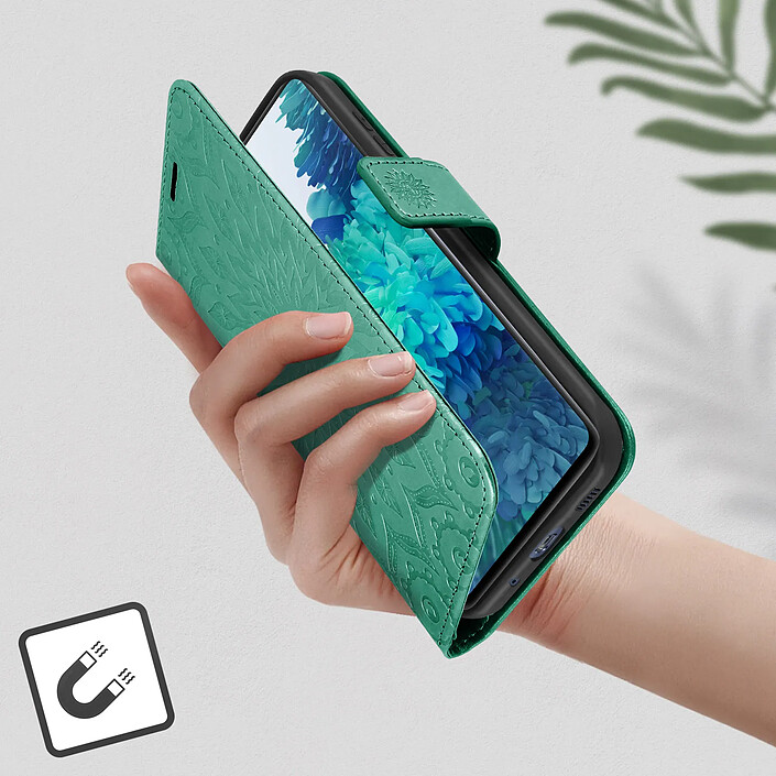 Avizar Étui pour Samsung Galaxy S20 FE Portefeuille Support Vidéo Motif Mandala Fleur Vert pas cher