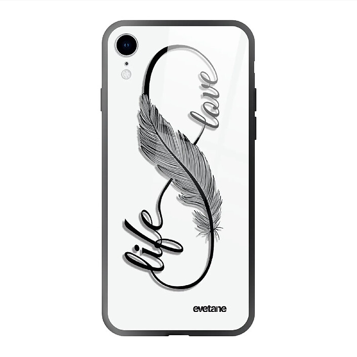Evetane Coque en verre trempé iPhone Xr Love Life .