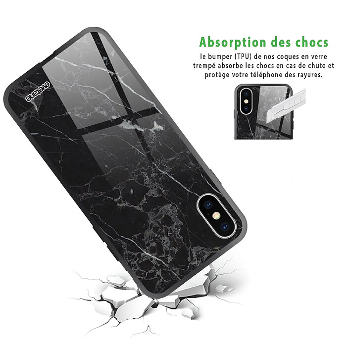 Avis Evetane Coque en verre trempé iPhone Xs Max Marbre noir .