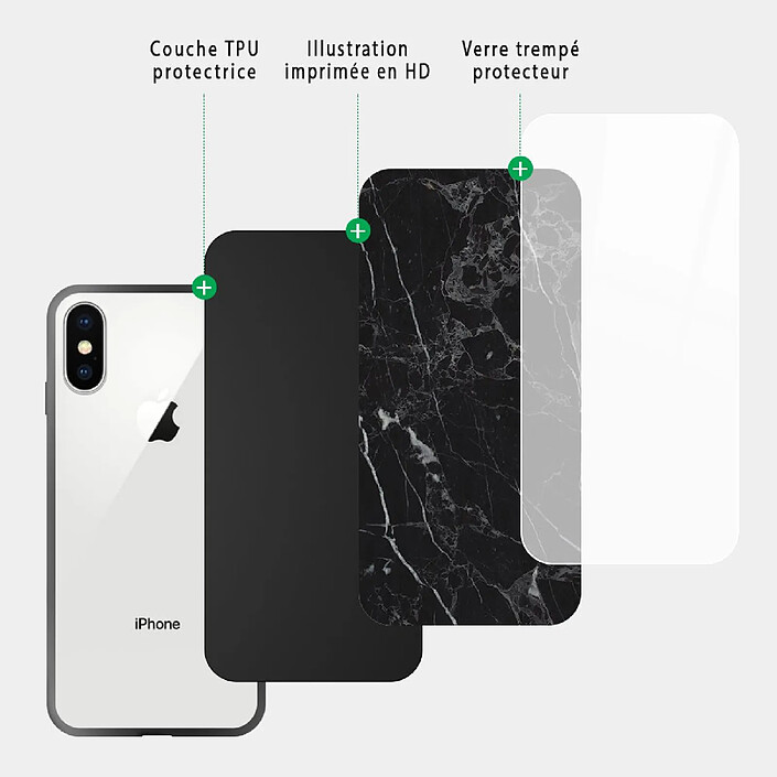 Acheter Evetane Coque en verre trempé iPhone Xs Max Marbre noir .
