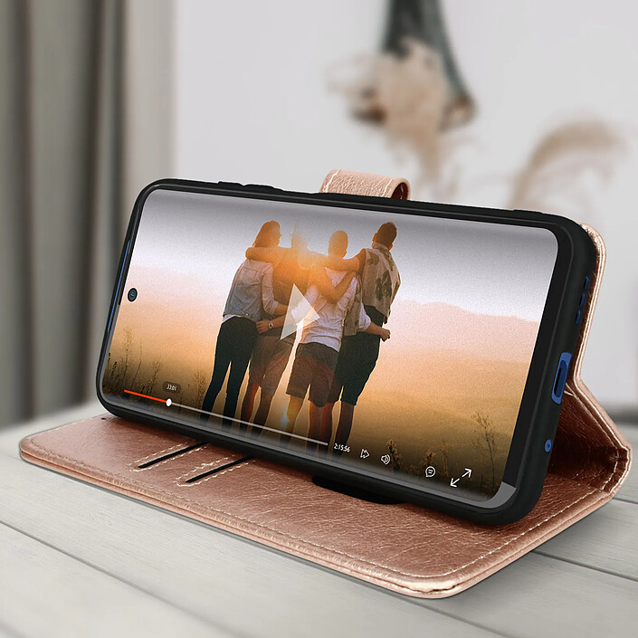 Acheter Avizar Étui pour Xiaomi Redmi Note 10 5G Clapet Portefeuille Support Vidéo Rose Gold