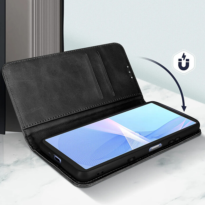 Avizar Étui pour Sony Xperia 10 III Portefeuille Support Vidéo Noir pas cher