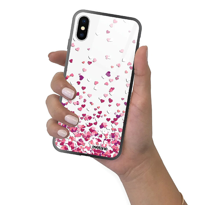 Evetane Coque en verre trempé iPhone Xs Max Confettis De Coeur . pas cher