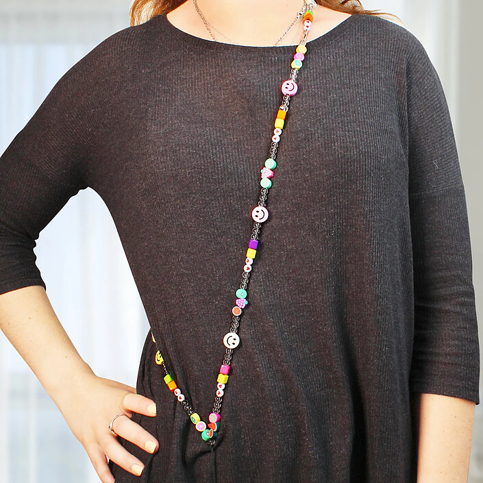 Avizar Bijou de Téléphone Collier Smiley et Fruits 110cm Collection Smile pas cher
