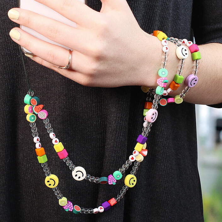 Acheter Avizar Bijou de Téléphone Collier Smiley et Fruits 110cm Collection Smile