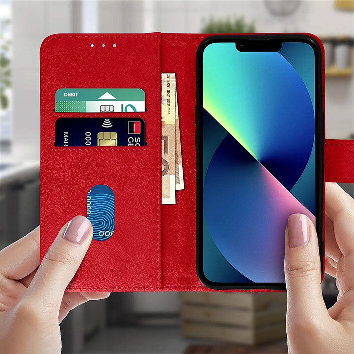 Avis Avizar Housse Apple iPhone 13 Clapet Portefeuille Fonction Support vidéo rouge