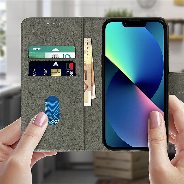 Avis Avizar Étui pour Apple iPhone 13 Clapet Portefeuille Fonction Support Vidéo Gris