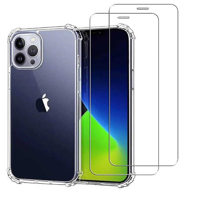 Acheter Evetane Coque iPhone 13 Pro Max Antichoc Silicone bords renforcés + 2 Vitres en verre trempé Protection écran