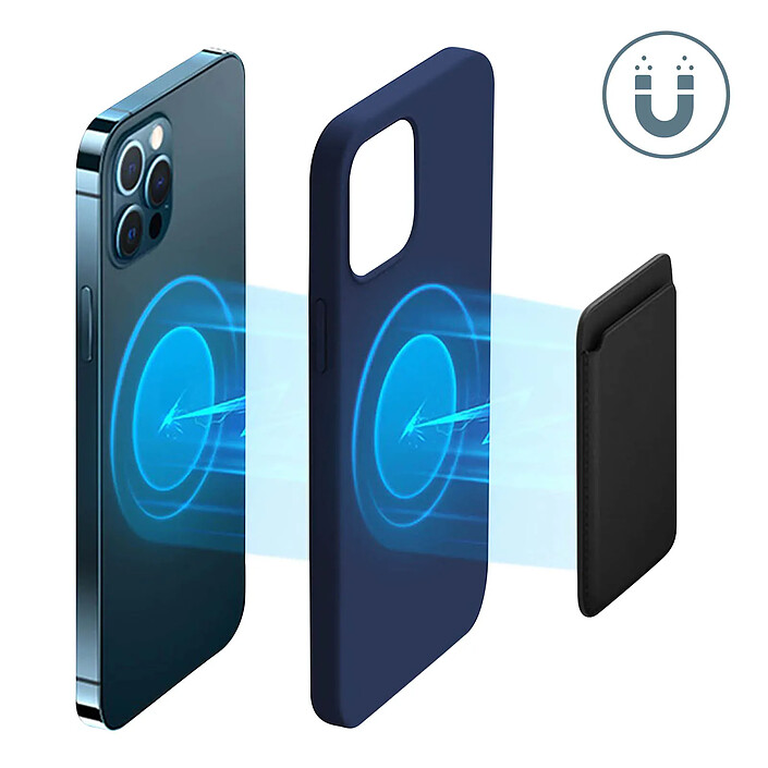 Acheter Avizar Porte Carte MagSafe pour iPhone 12 et 13 et 13 Revêtement en Cuir Magnétique Noir