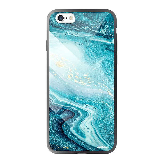 Evetane Coque en verre trempé iPhone 6/6S Bleu Nacré Marbre .