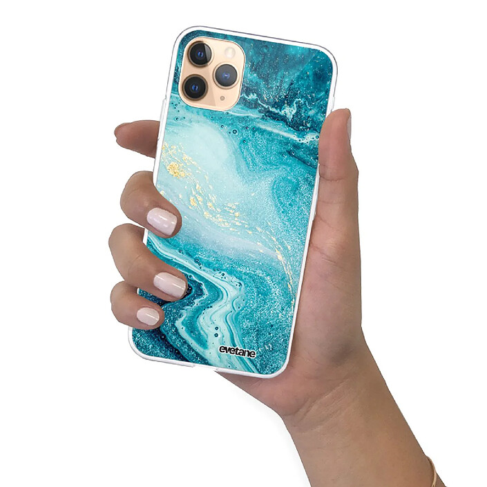 Evetane Coque iPhone 11 Pro Max 360 intégrale transparente Motif Bleu Nacré Marbre Tendance . pas cher